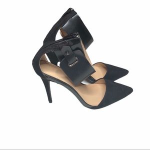 Zara 36 black suede heels with ankle strap